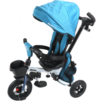 Детский трехколесный велосипед MAXISCOO SHARK, Синий, Складной С Капюшоном