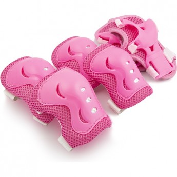 Набор защиты детский MAXISCOO: наколенники, налокотники, защита запястья, размер S, розовый