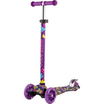 Самокат 3-х колесный MAXISCOO "JUNIOR" (2022), со светящимися колесами, бабочки